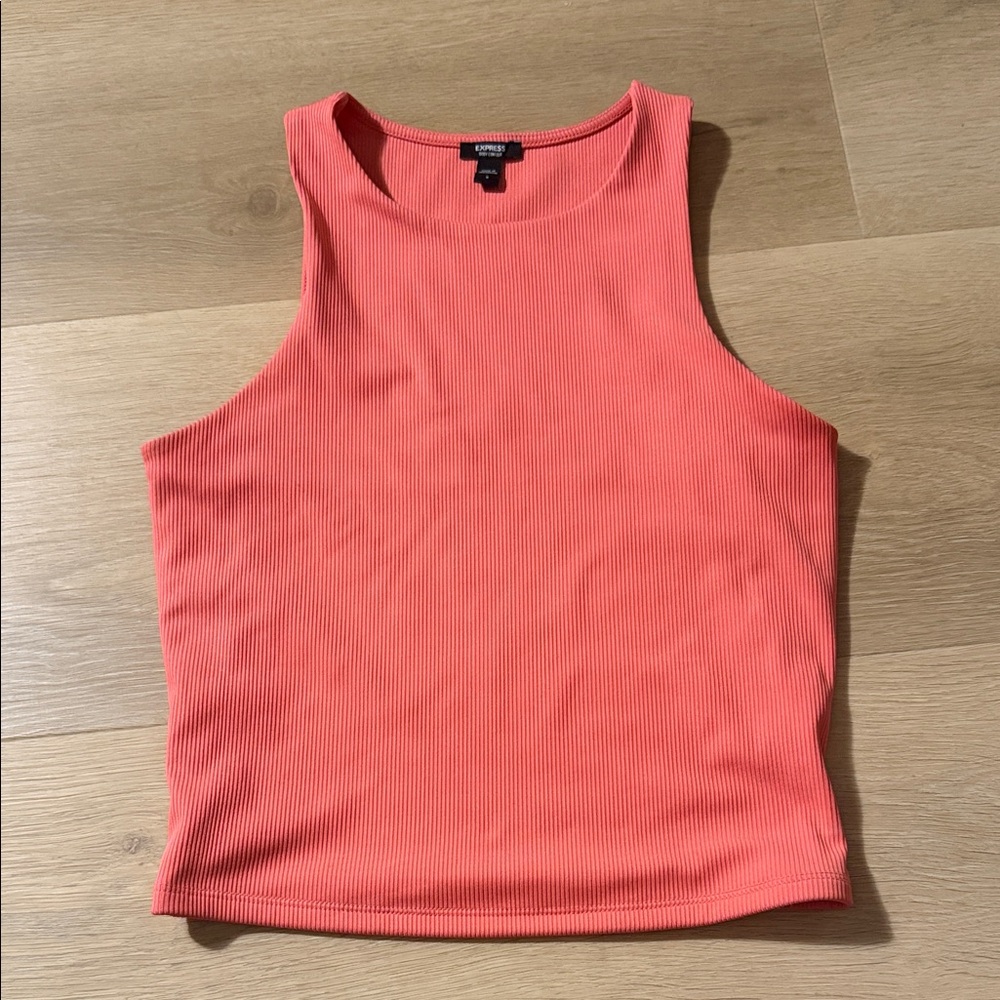 Express Body Contour Coral Ribbed Tank Top